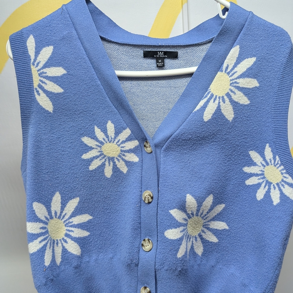 My Michelle Blue Floral Cardigan Vest